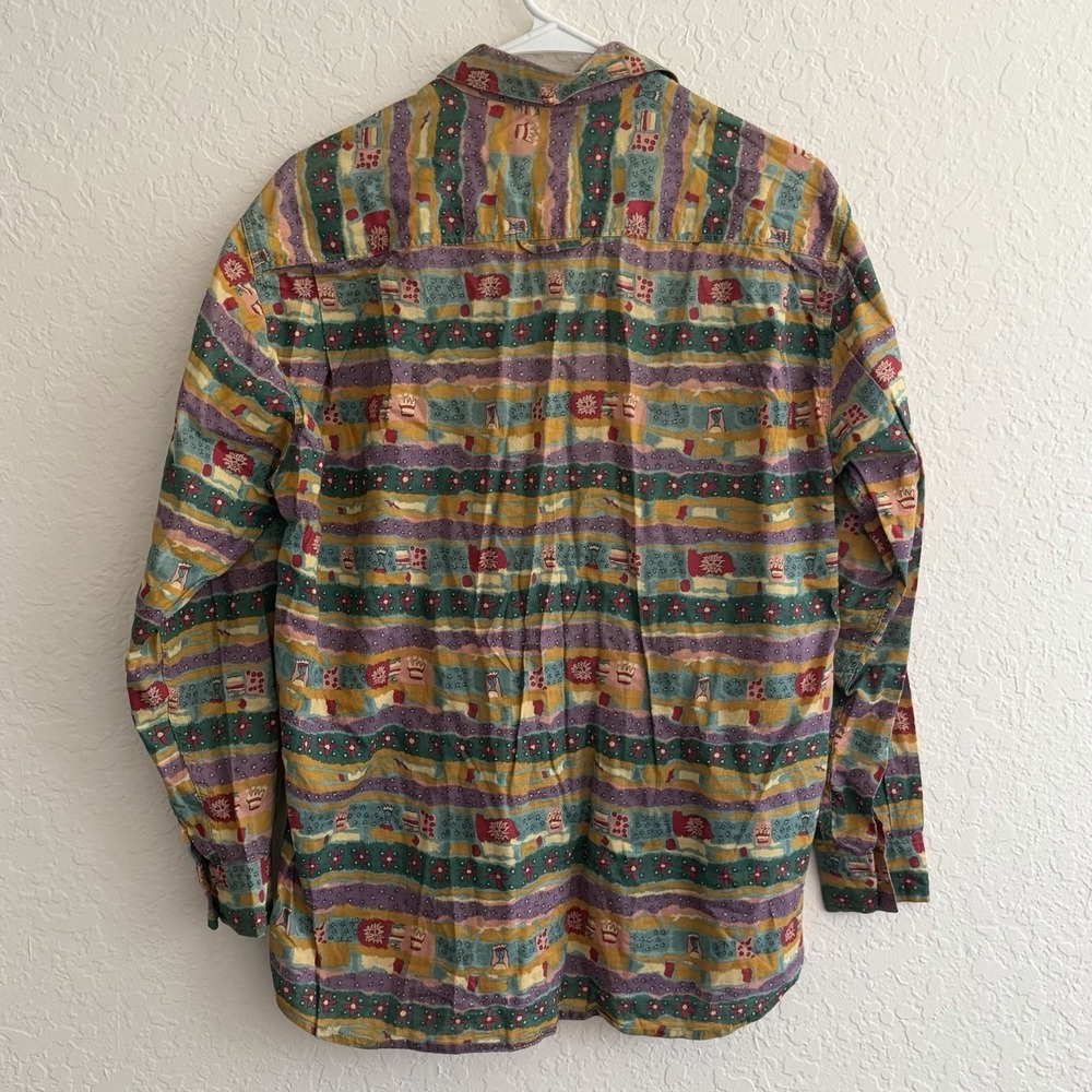 Wacky Vtg Cat Shirt Button Down Artsy Cat Lady Teacher Funky Novelty 90s - Picture 5 of 12